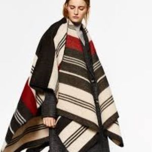 Zara Accessories | Striped Poncho